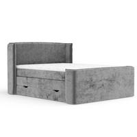 BOXSPRINGBETT Freeland Grau 160/200 cm mit Matratze und Topper - Schwarz/Grau, Holz/Holzwerkstoff (160/200cm) - Maison de Reve