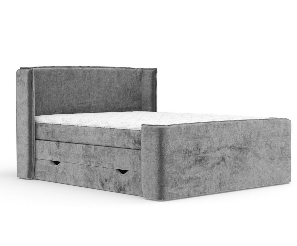 BOXSPRINGBETT Freeland Grau 160/200 cm mit Matratze und Topper - Schwarz/Grau, Holz/Holzwerkstoff (160/200cm) - Maison de Reve