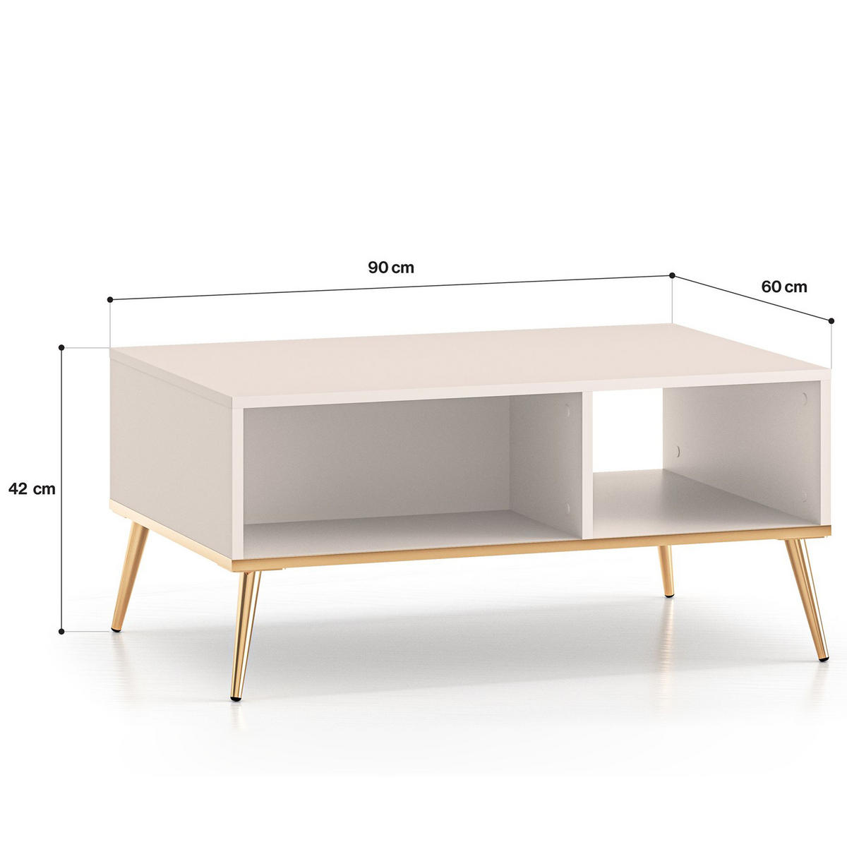 COUCHTISCH FRALIA,Creme - Creme, Holzwerkstoff (60/90/42cm) - KONSIMO®