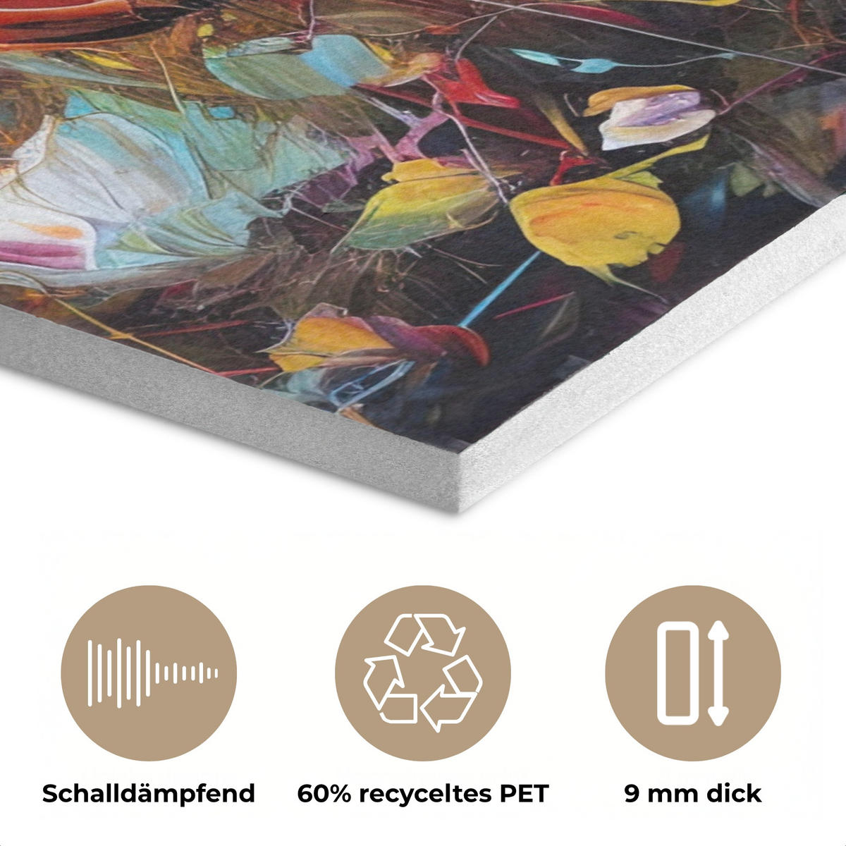 AKUSTIKPANEEL Blumen - Kunst - Natur - Ölgemälde 60x80 cm - Multicolor, Textil (60/0.9/80cm) - MuchoWow