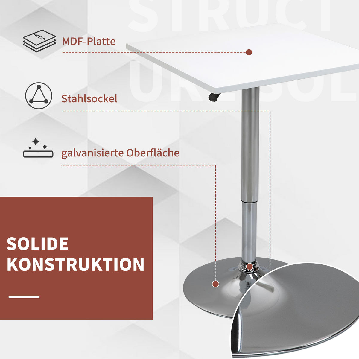 BARTISCH Weiß 60.0/60.0/91.0cm - Weiß, Holzwerkstoff (60/60/91cm)