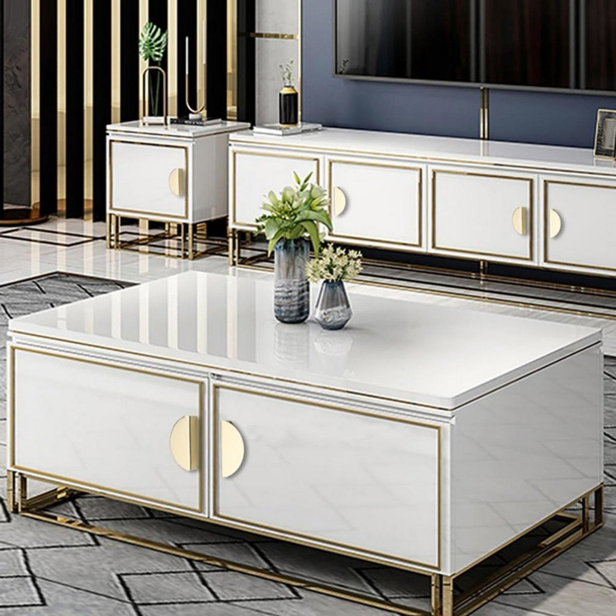 GRIFF 8er-Set Vergoldet klein Aluminium 7,8 x 3,7 x 2 cm Lochabstand 64 mm mit Schrauben Schrank Schublade - Goldfarben, Metall (3.7/2/7.8cm) - MCBOSON