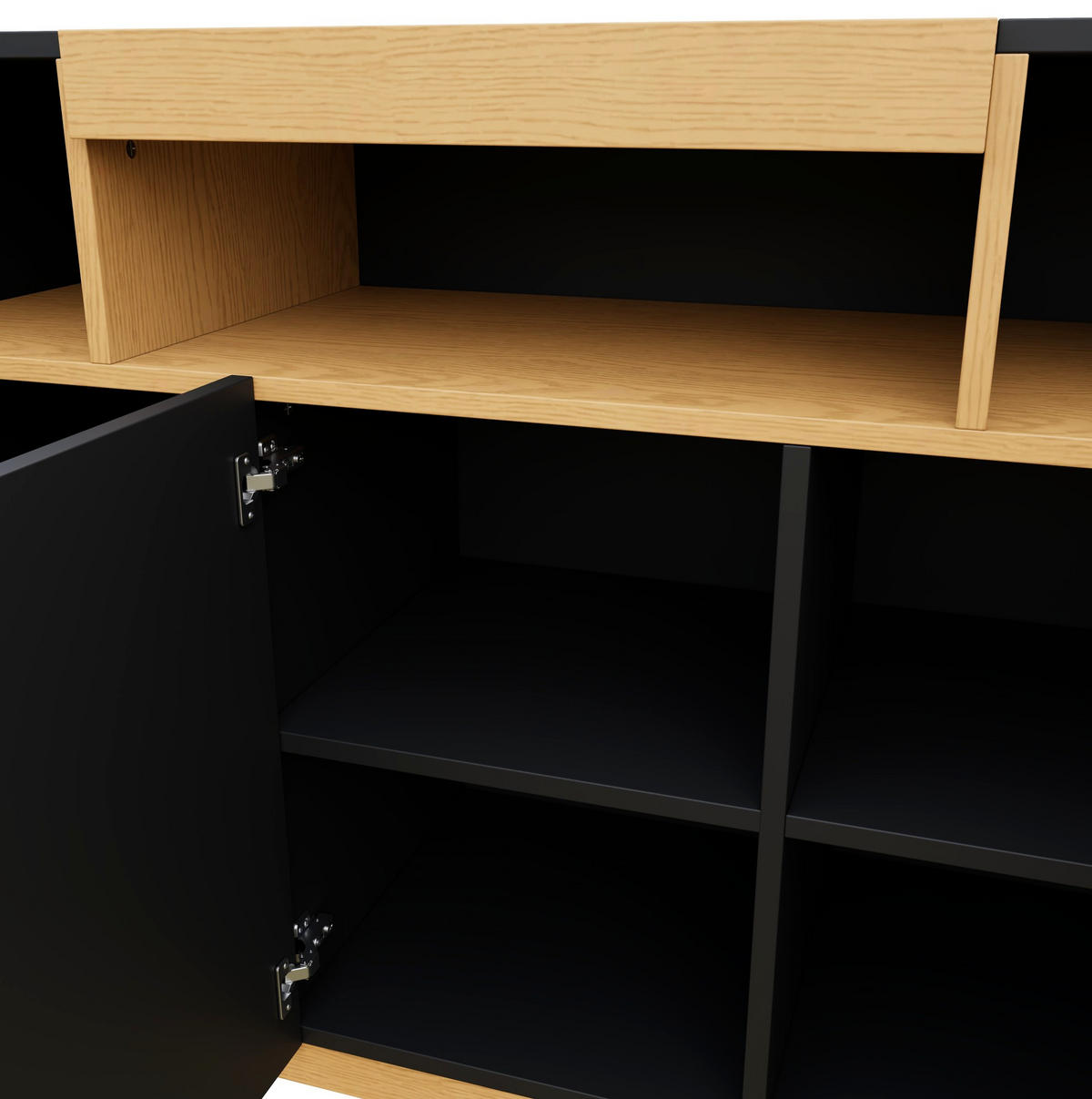 SIDEBOARD 120.5/42/96 cm Schwarz aus Spanplatte mit 3 Türen - Schwarz, Holzwerkstoff (42/96/120.5cm) - OKMYHOME