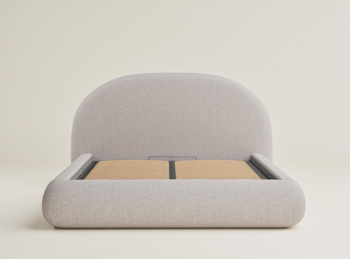 POLSTERBETT Maumere Beige 160/200 cm im Webstoff - Beige/Schwarz, Holz/Holzwerkstoff (160/200cm) - Maison de Reve