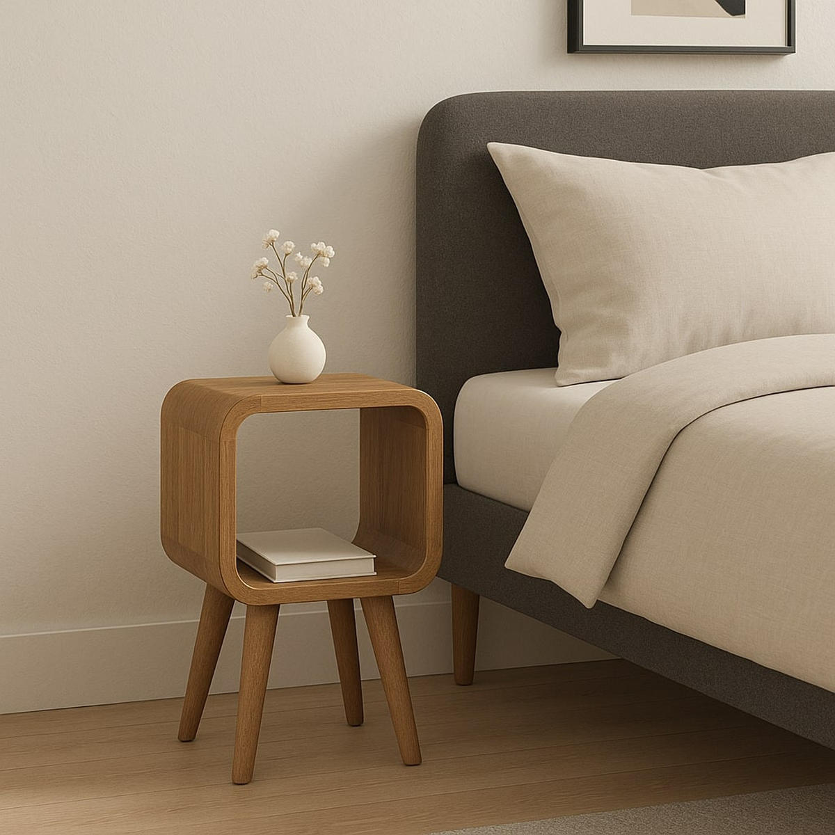 NACHTTISCH Massivholz Mini Oak-ish, Offenes Fach, Hellbraun - Hellbraun, Mangoholz/Holz (20/40/20cm) - Artisan Furniture