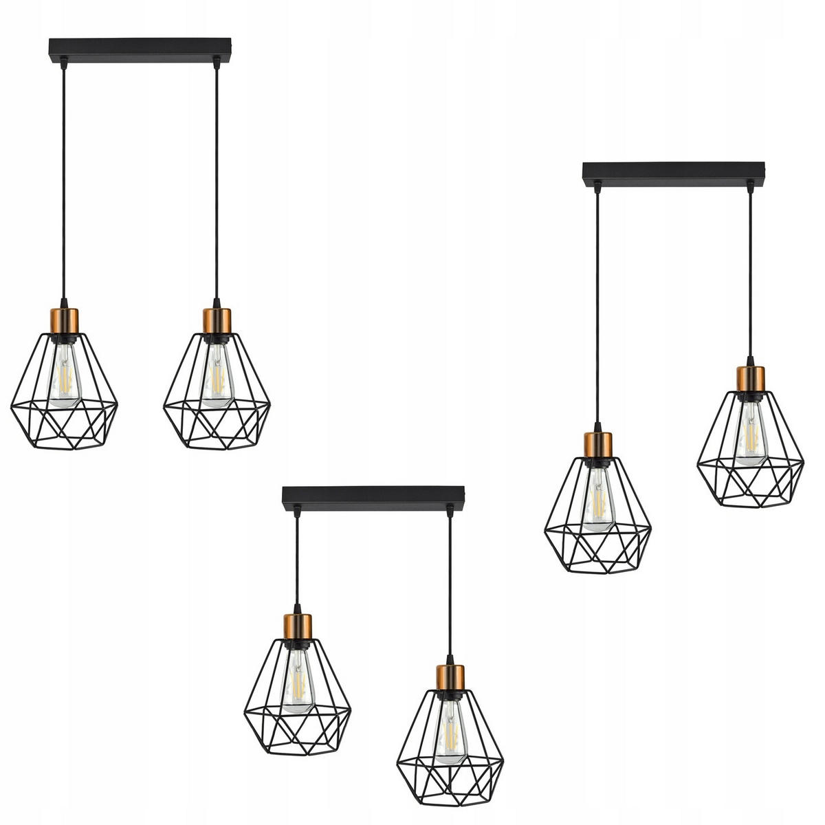 PENDELLEUCHTE EDISON II - Goldfarben/Schwarz, Metall (20/50/100cm) - kiki design