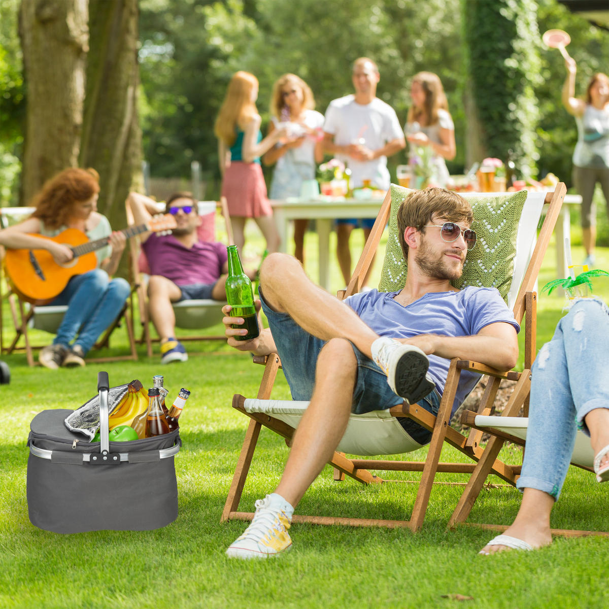 NÁKUPNÍ košík - šedá, kov/textil (40/40/31cm) - Relaxdays