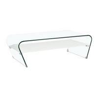 COUCHTISCH mit Ablage - mit Ablage - Weiß - KELLY - Transparent, Glas (120/60/37cm) - Vente-Unique