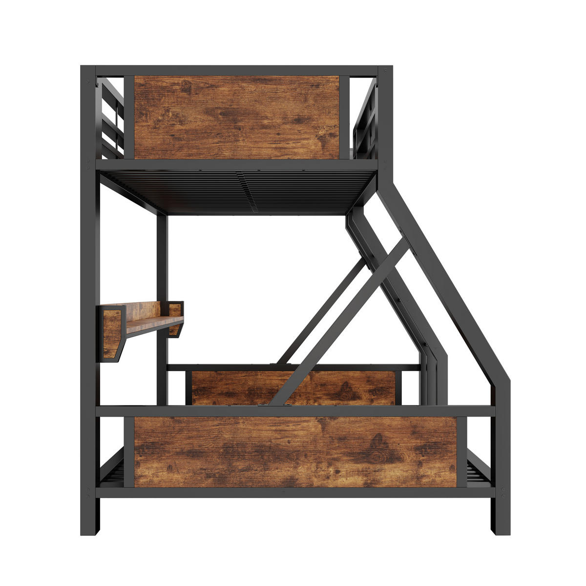 ETAGENBETT 90/140/200 cm mit LED, DE-41604, in Schwarz - Schwarz, Metall (140/200cm) - ComfortXL
