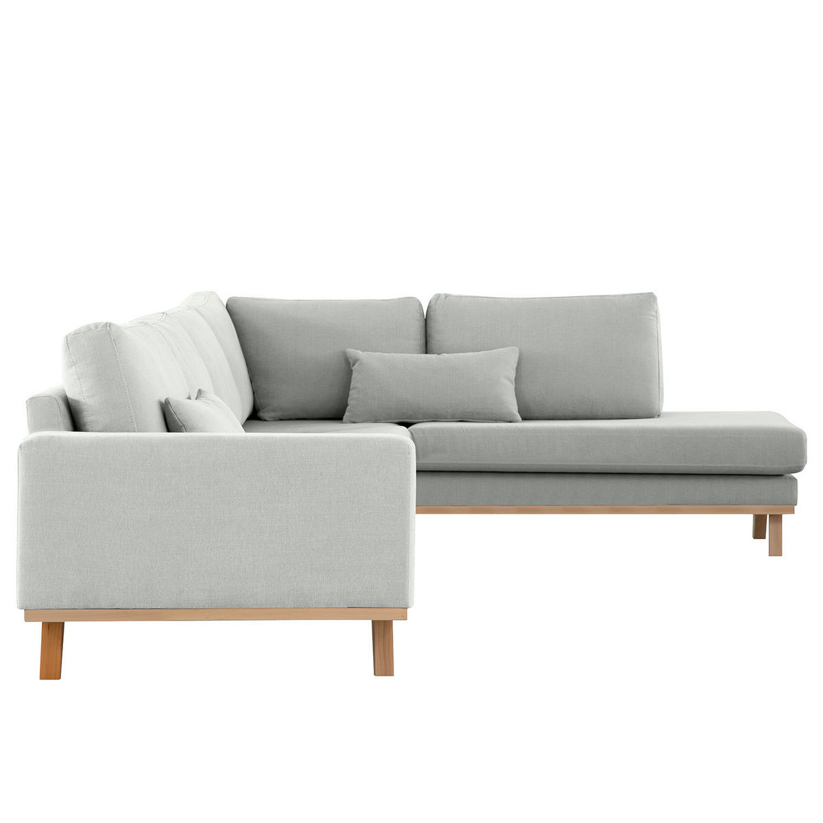 ECKSOFA mit Ottomane - Buchefarben/Grau, Buchenholz/Textil (287/219cm) - home24