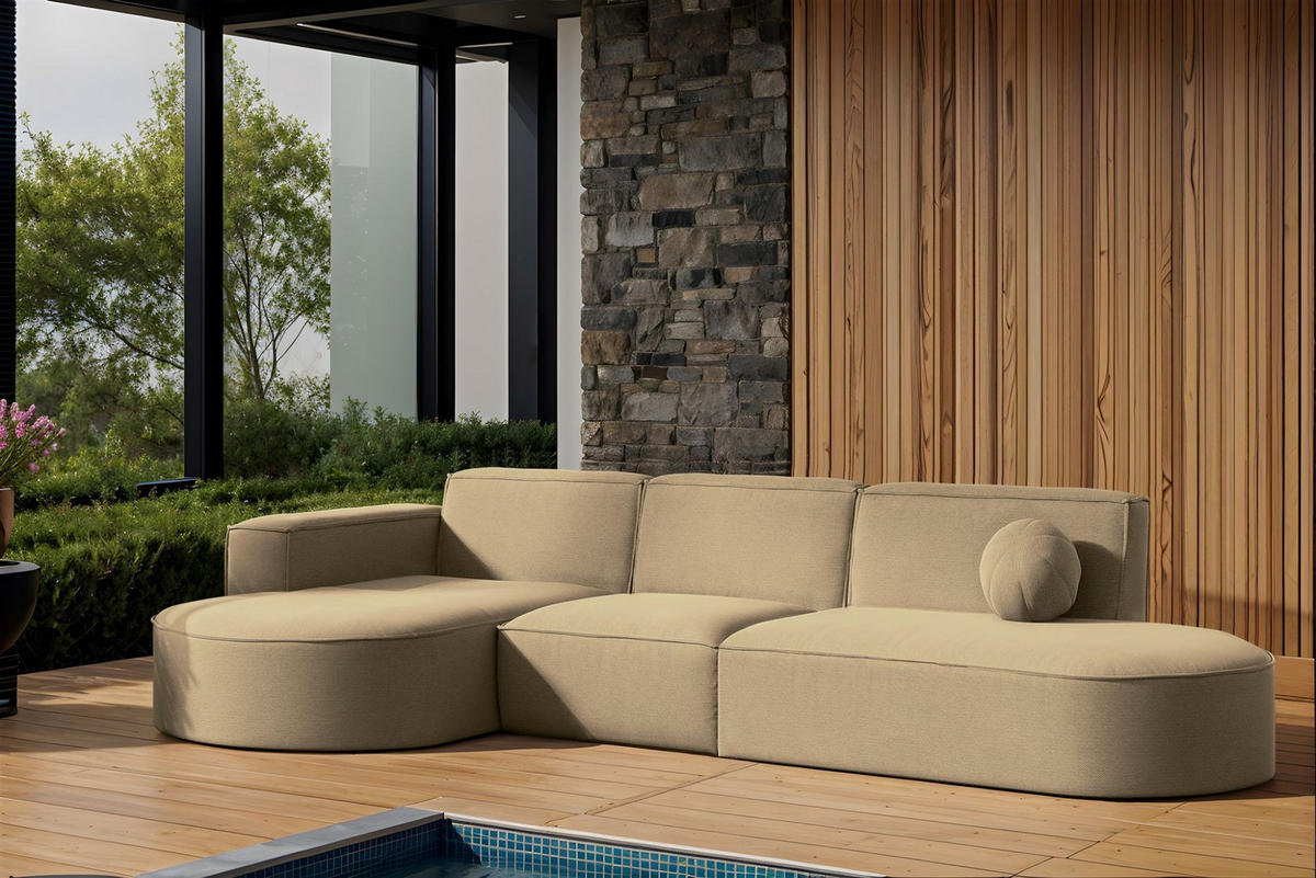 ECKSOFA Sunday - Beige, Holzwerkstoff (296/78/165cm) - Fun Möbel