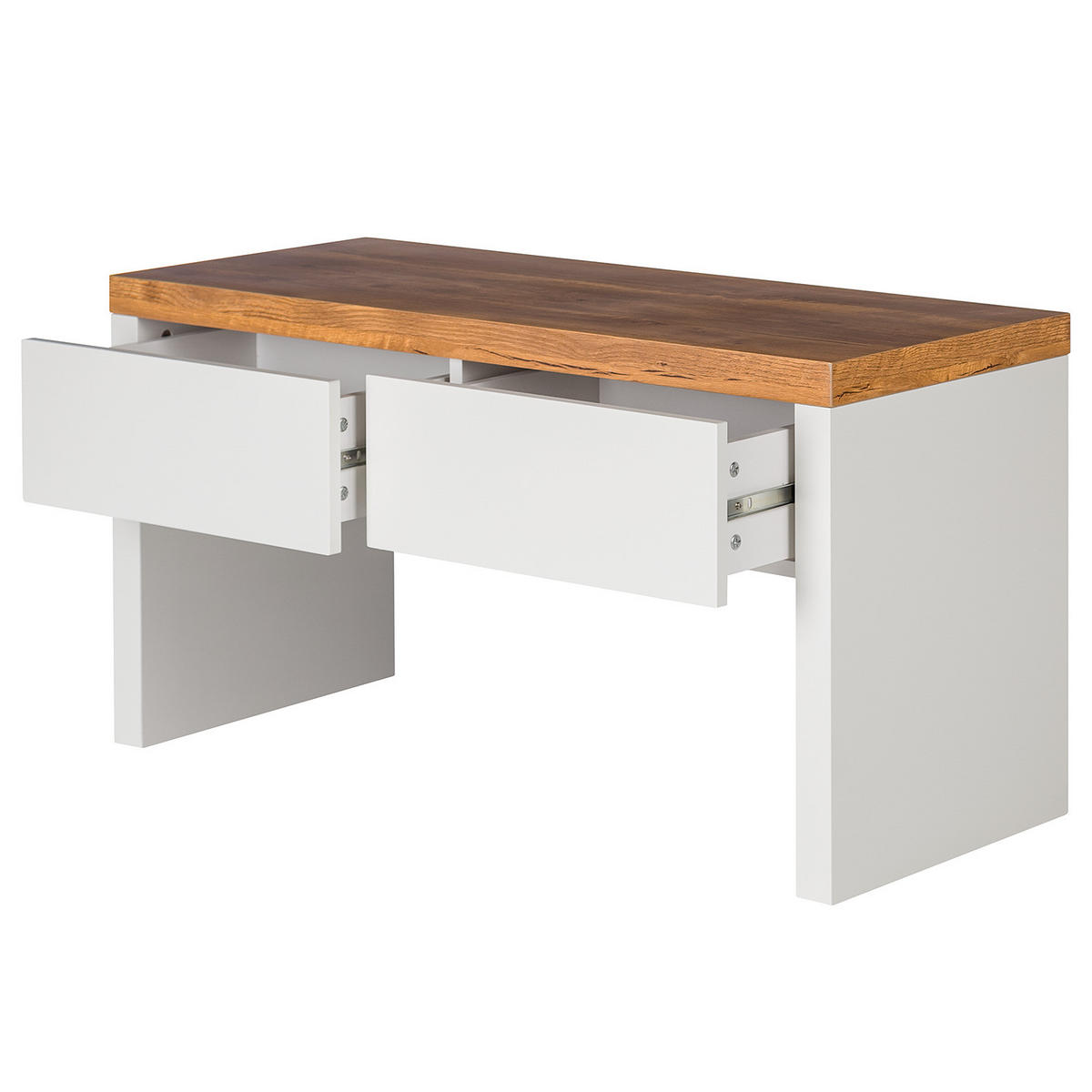 GARDEROBENBANK - Eichefarben/Weiß, Holzwerkstoff (91/48/38cm) - home24