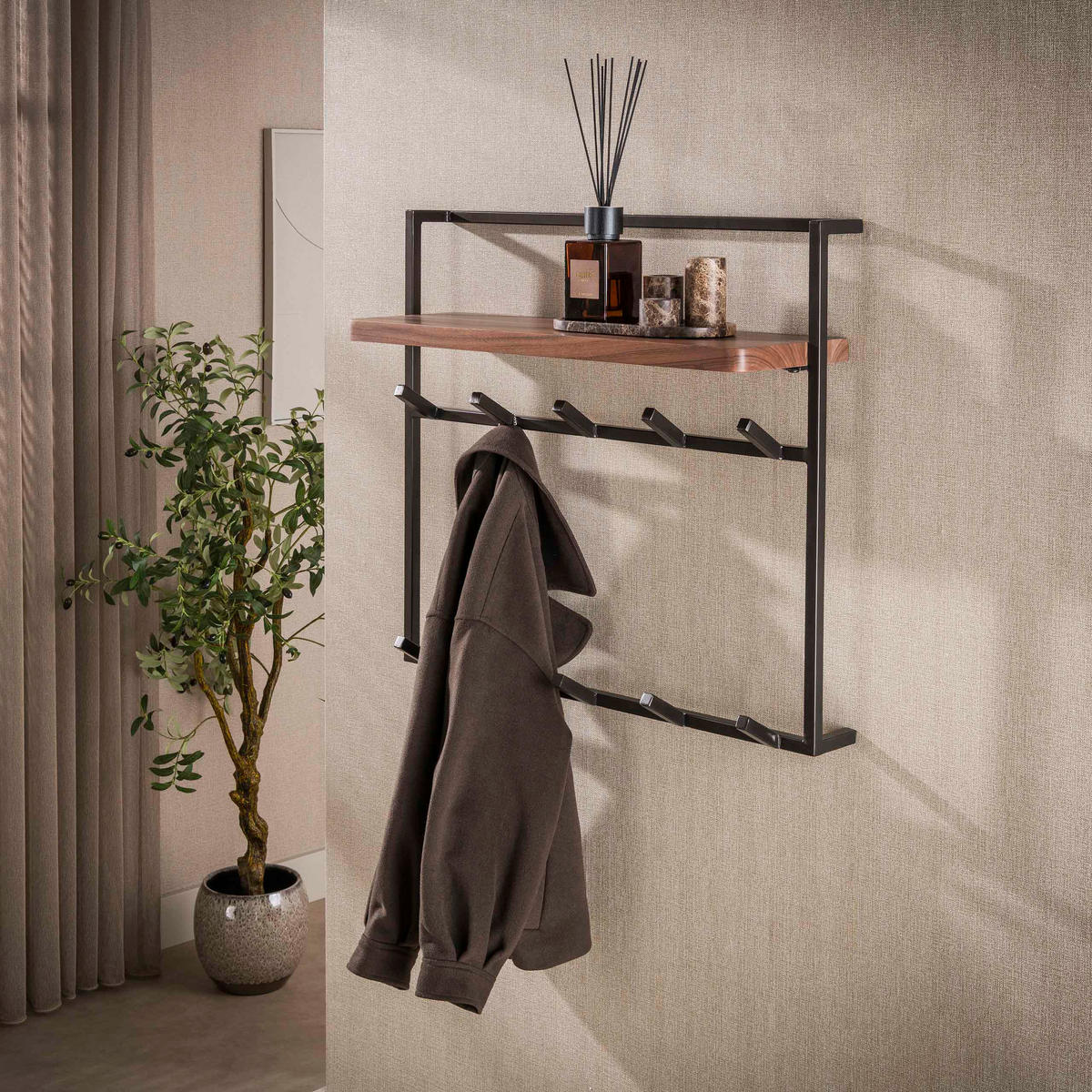 WANDGARDEROBE Air Pure Braun 25/85/75 cm - Braun, Holz (85/75/25cm) - Hoyz Collection