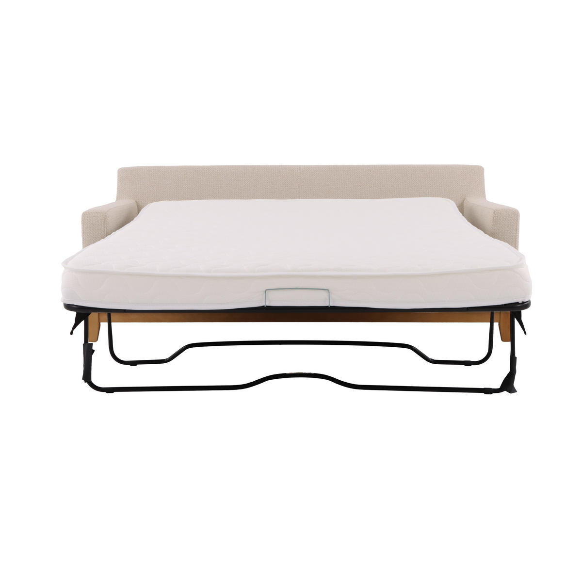 SCHLAFSOFA Tommy, Natur Massiveiche + beiger Stoff - Beige, Eichenholz/Holz (200/88.5/98.5cm) - WOODEK