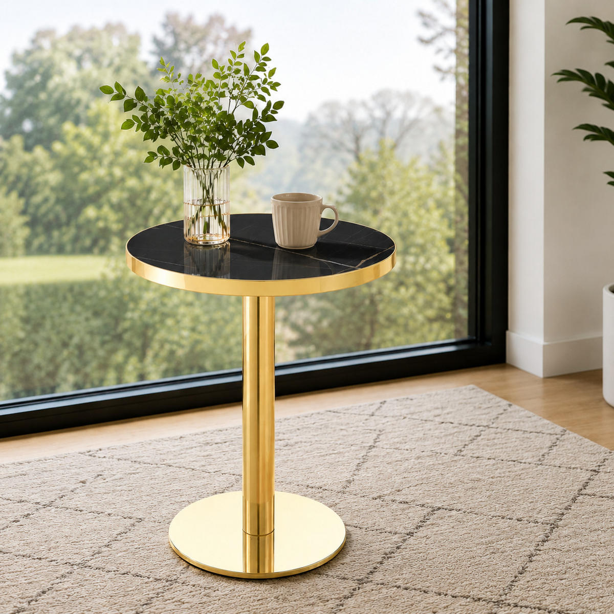 BEISTELLTISCH Schwarz/Gold, 59,5/59,5/73,5 cm - Schwarz, Holzwerkstoff (59.5/59.5/73.5cm) - PANGIVO
