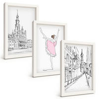 BILDER SET 3er Set - 20x30 cm Weißer Rahmen - Stilvolle Ballerinen und Architektur - Weiß, Kunststoff (20/30cm) - TULUP