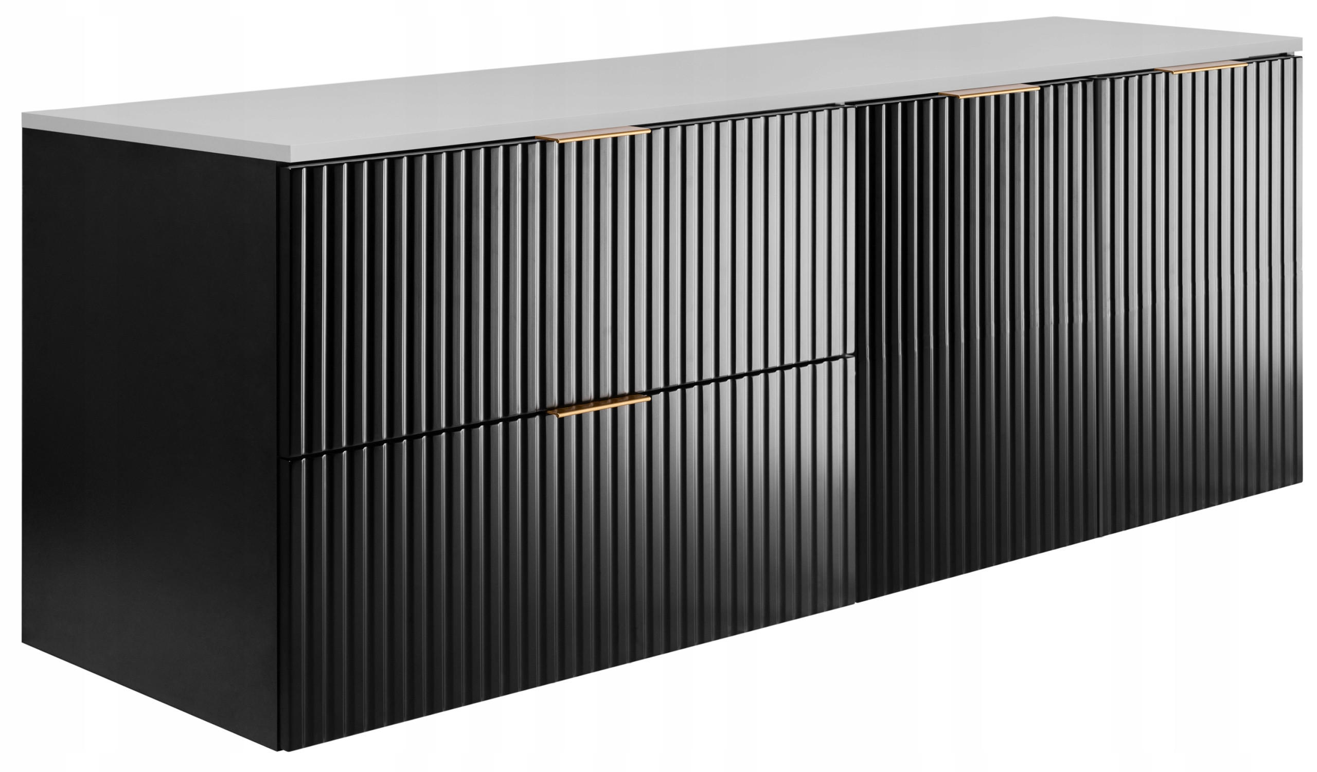 WASCHBECKUNTERSCHRANK FLOW + Platte Schwarz matt 160/57/46 cm - Schwarz, Holzwerkstoff (160/57/46cm) - Rodan