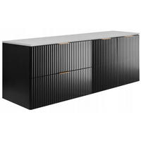 WASCHBECKUNTERSCHRANK FLOW + Platte Schwarz matt 160/57/46 cm - Schwarz, Holzwerkstoff (160/57/46cm) - Rodan