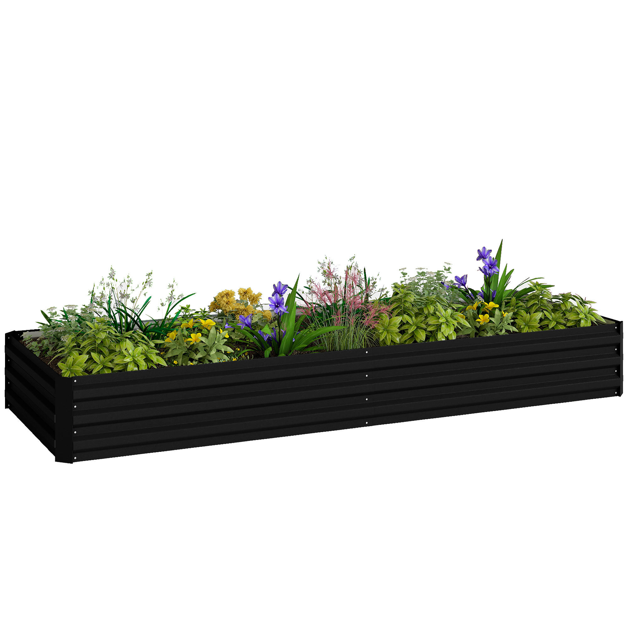 HOCHBEET DE-12301 rechteckig 241/90/30 cm aus Wellblech Schwarz - Schwarz, Metall (241/30/90.5cm) - ComfortXL