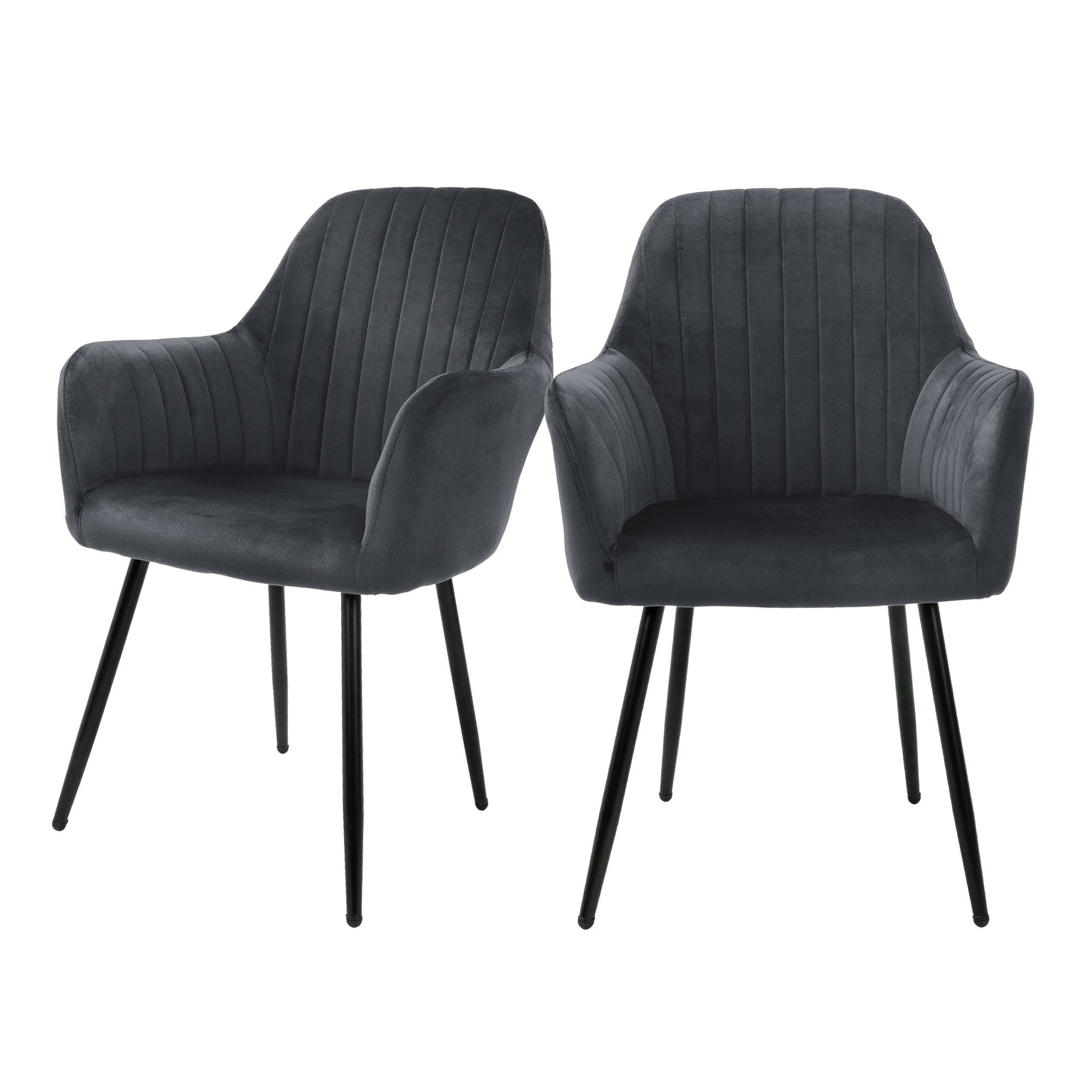 STUHL Samt grau - Grau, Metall (60/84/58cm) - ML-DESIGN