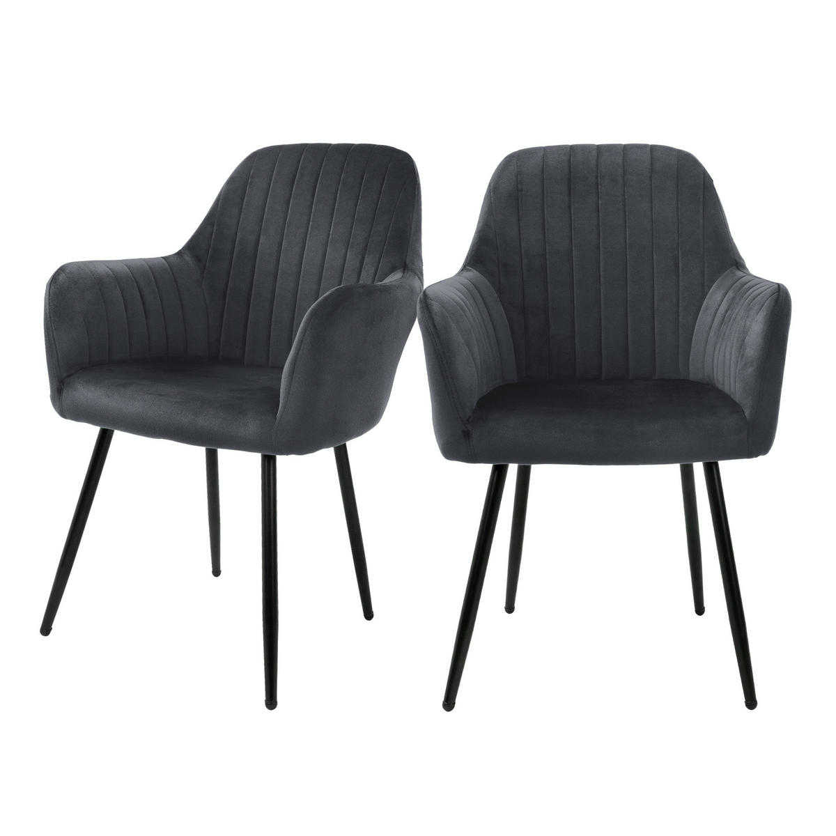 STUHL Samt grau - Grau, Metall (60/84/58cm) - ML-DESIGN