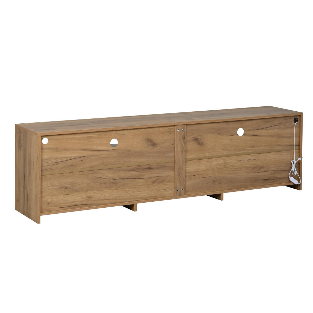 TV-SCHRANK 180cm LED 2 Schubladen 4 Fächer Lowboard Natur Weiß - Naturfarben, Holzwerkstoff (180/50/35.5cm) - FLIEKS
