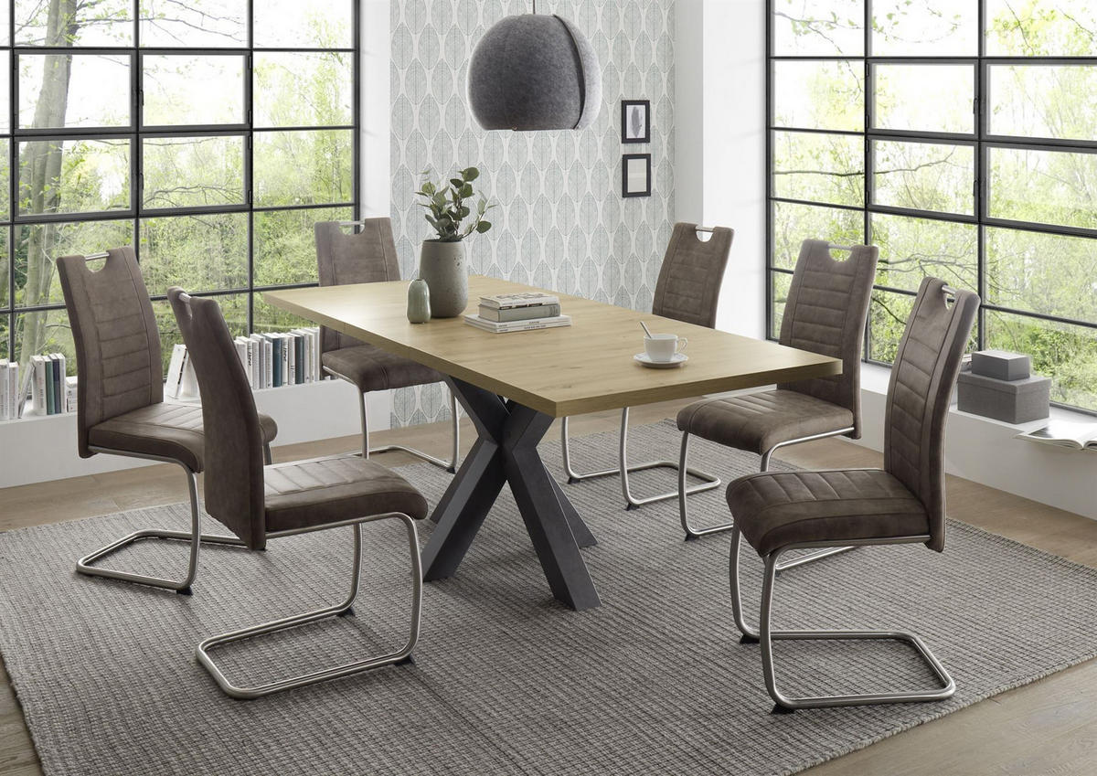 ESSTISCH ausziehbar Elda 1 140 x 90 x 75 Esszimmertisch Schwarzstahl/Asteiche - Eiche Artisan, Holz (140/90/75cm) - 58aufmkessel
