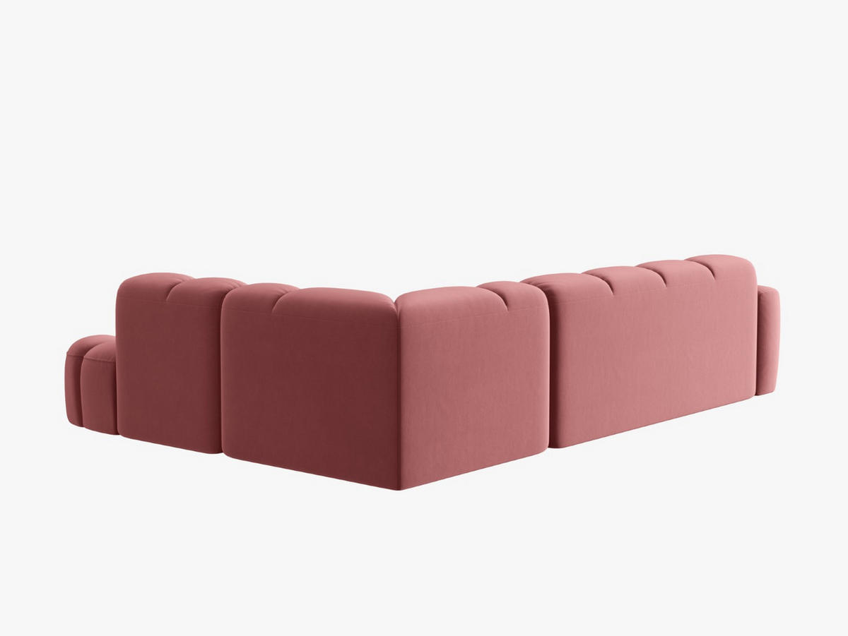 ECKSOFA rechts Lisa aus Samt lachs 5 Sitzplätze - Dunkelrosa, Textil (234/293cm) - Micadoni