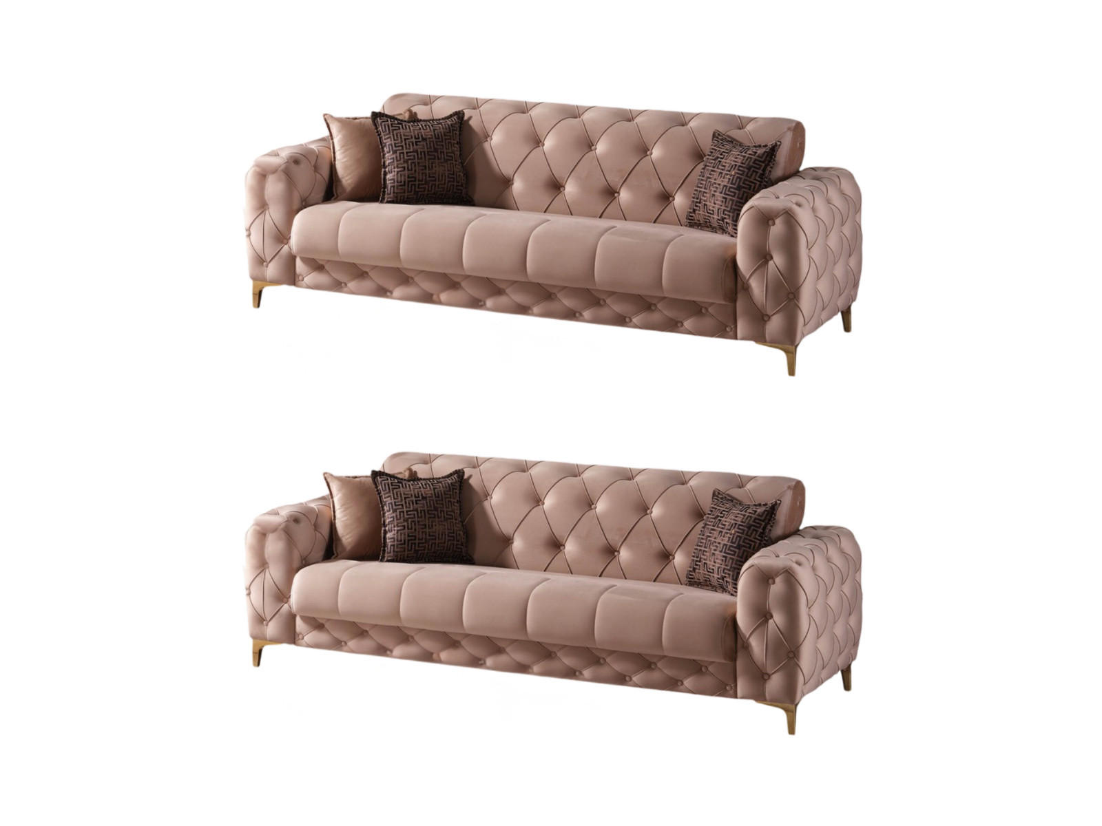 SITZGARNITUR Acelya, Beige Stellvariante 3+3 - Beige, Holzwerkstoff/Kunststoff (245/80/95cm)