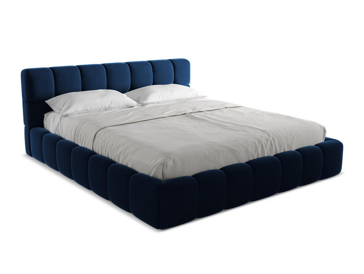 POLSTERBETT mit Bettkasten und Lattenrost 200x228 Blau - Blau/Schwarz, Kunststoff/Textil (180/200cm) - Makamii