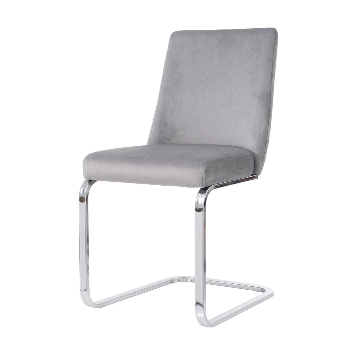 ESSZIMMERSTUHL 2er-Set Samt Grau mit Metallbeinen Silber - Grau, Metall (45/88/52cm) - Meubliv
