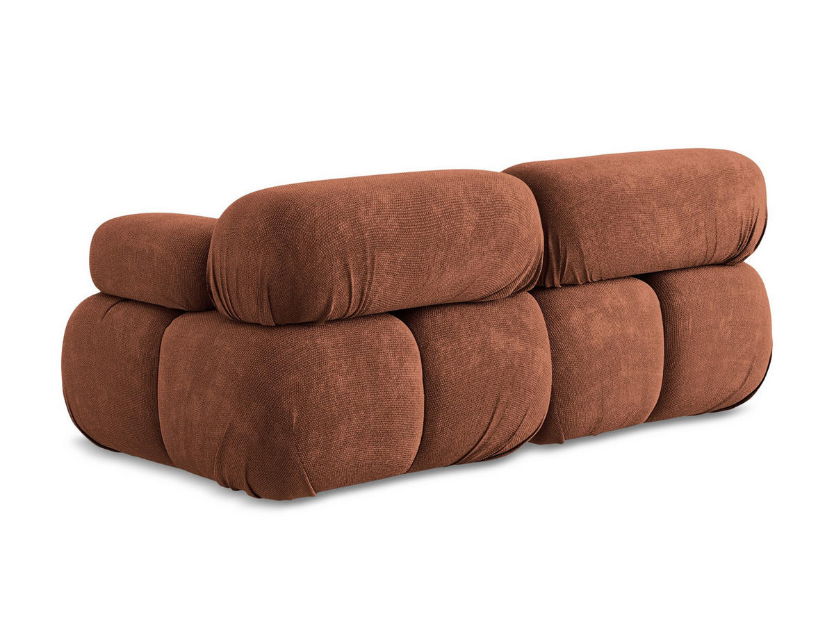 2-SITZER-SOFA Chenille Stoff Orange - Terra cotta/Schwarz, Kunststoff/Textil (190/70/96cm) - Makamii