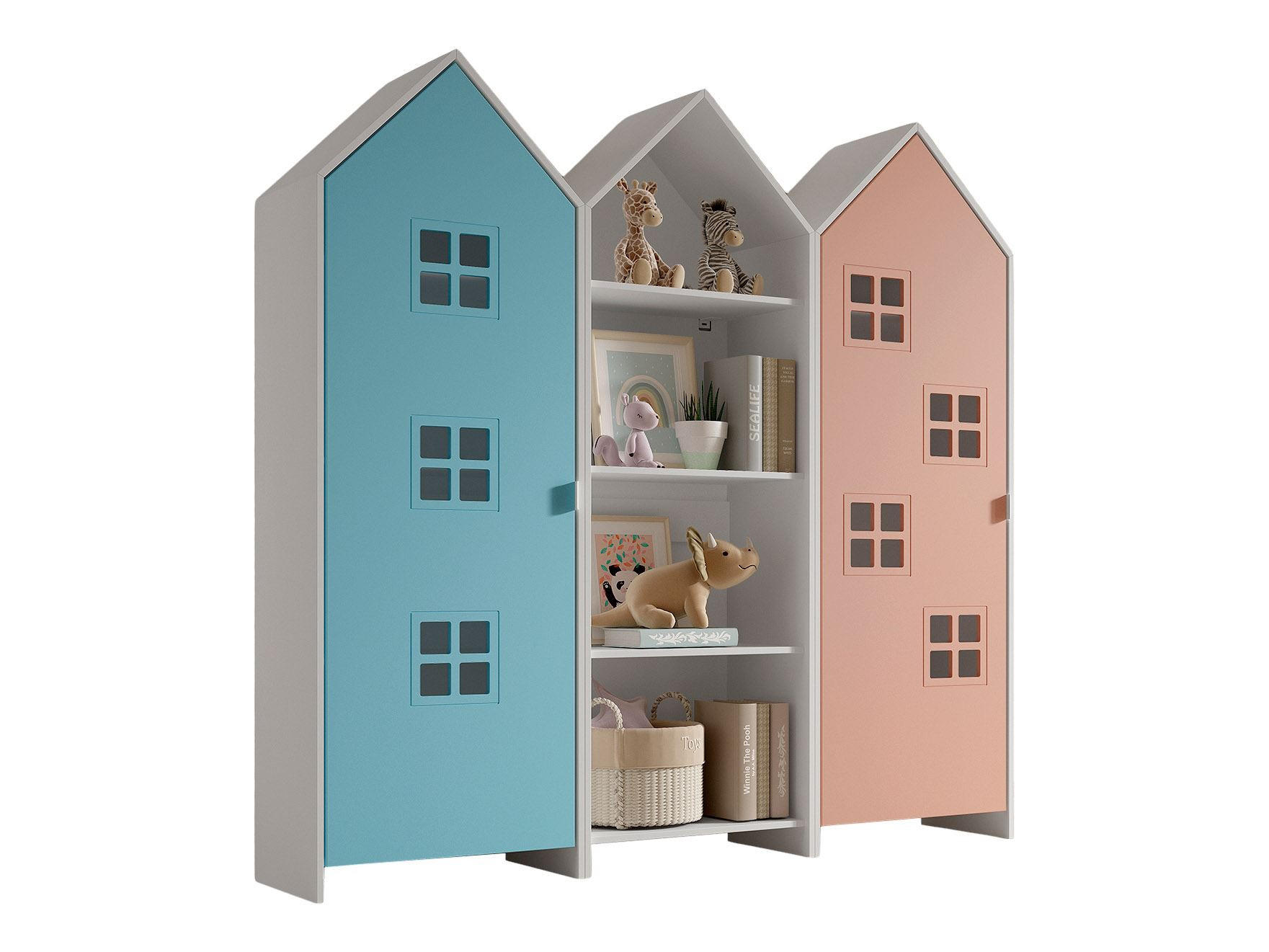 58aufmkessel REGALSCHRANK Blau, Pink 173cm × 37cm × 171cm