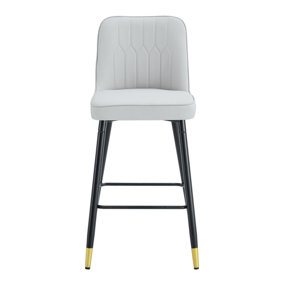 BARHOCKER 2er-Set 100 cm PU-Leder Hellgrau mit Metallgestell - Grau, Metall (45/100/42cm) - Meubliv