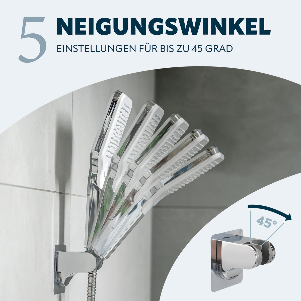 HANDBRAUSE, inkl. Schlauch und Halter, Strahlscheibe weiß - Weiß, Kunststoff (3cm) - eluno