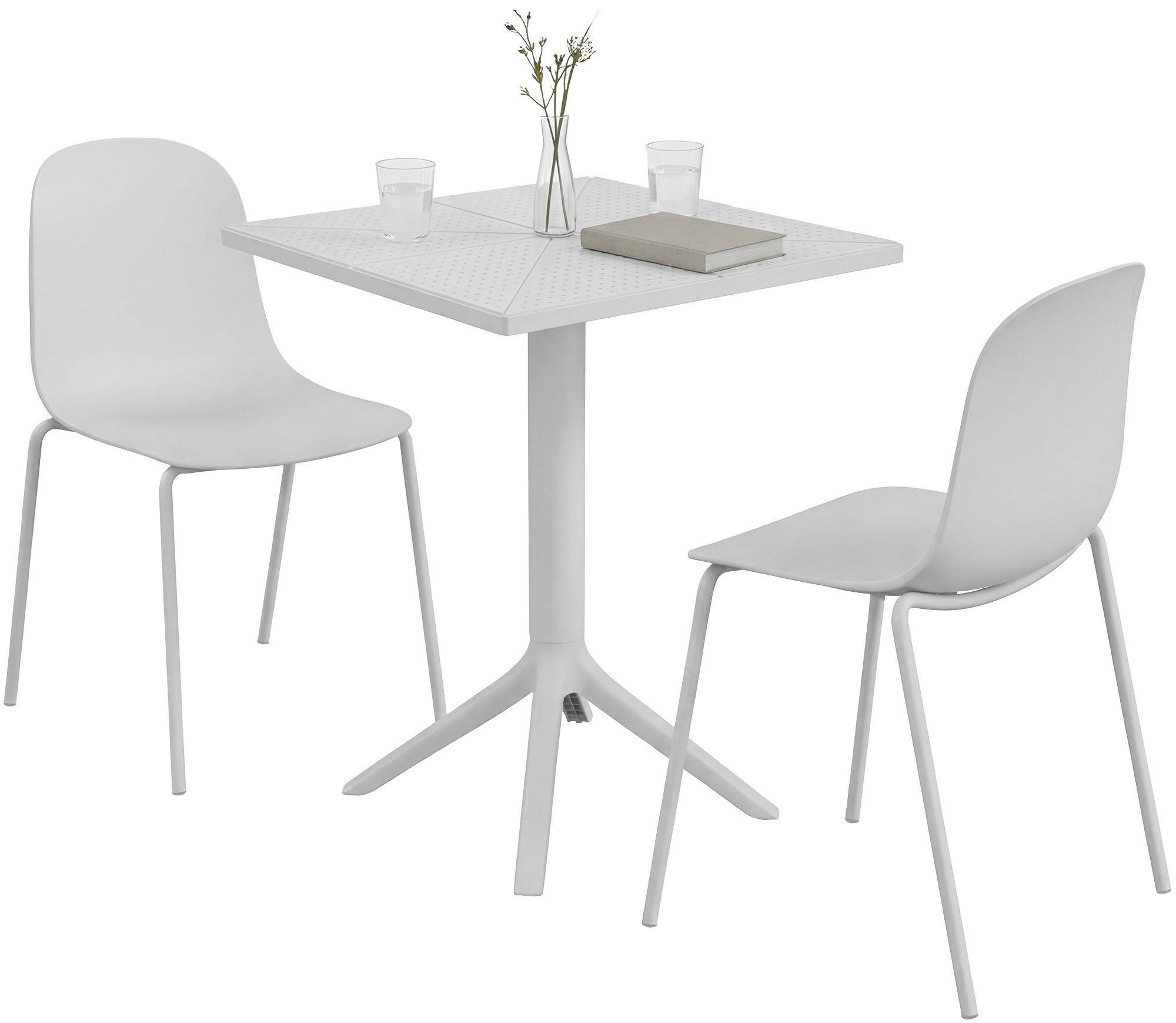 GARTENMÖBEL-SET Ida 2 Stühle 166x60x85cm Kunststoff Weiß Balkonset - Weiß, Kunststoff - DELUKE