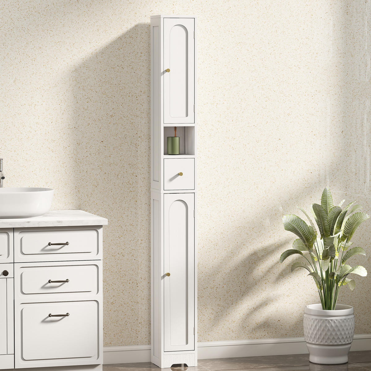 HOCHSCHRANK DE-12539 20/20/185 cm Weiß - Weiß, Holzwerkstoff (20/185/20cm) - ComfortXL