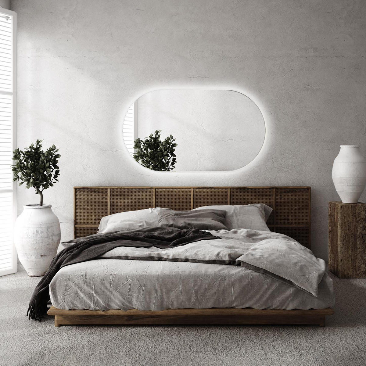 SPIEGEL 52 x 90 cm Oval Neutralweiß 4000K - Blaugrau, Glas (52/90/2.4cm) - TULUP