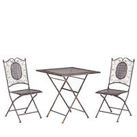 BALKONSET 2-Sitzer Metall Klapptisch schwarz Bormio - Goldfarben/Schwarz, Metall - Beliani