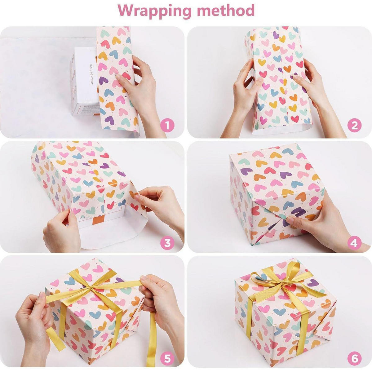 GESCHENKPAPIER-SET 6 Blätter 50 x 70 cm Love Thema mit Zubehör - Multicolor, Papier (50/0.1/70cm)