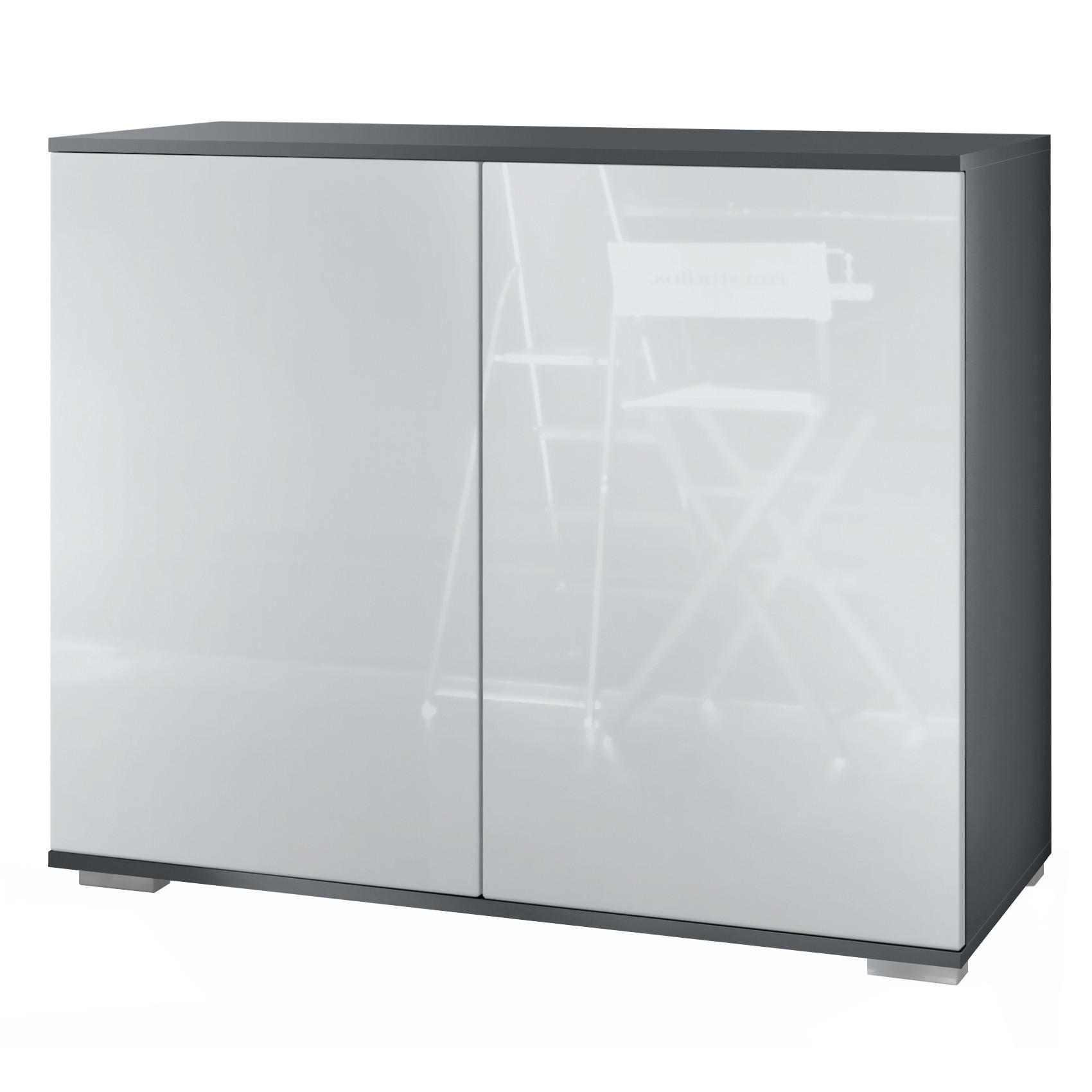 KOMMODE Skadu Weiß Hochglanz - Weiß Hochglanz, Holzwerkstoff (92.5/75.5/35cm) - Vladon