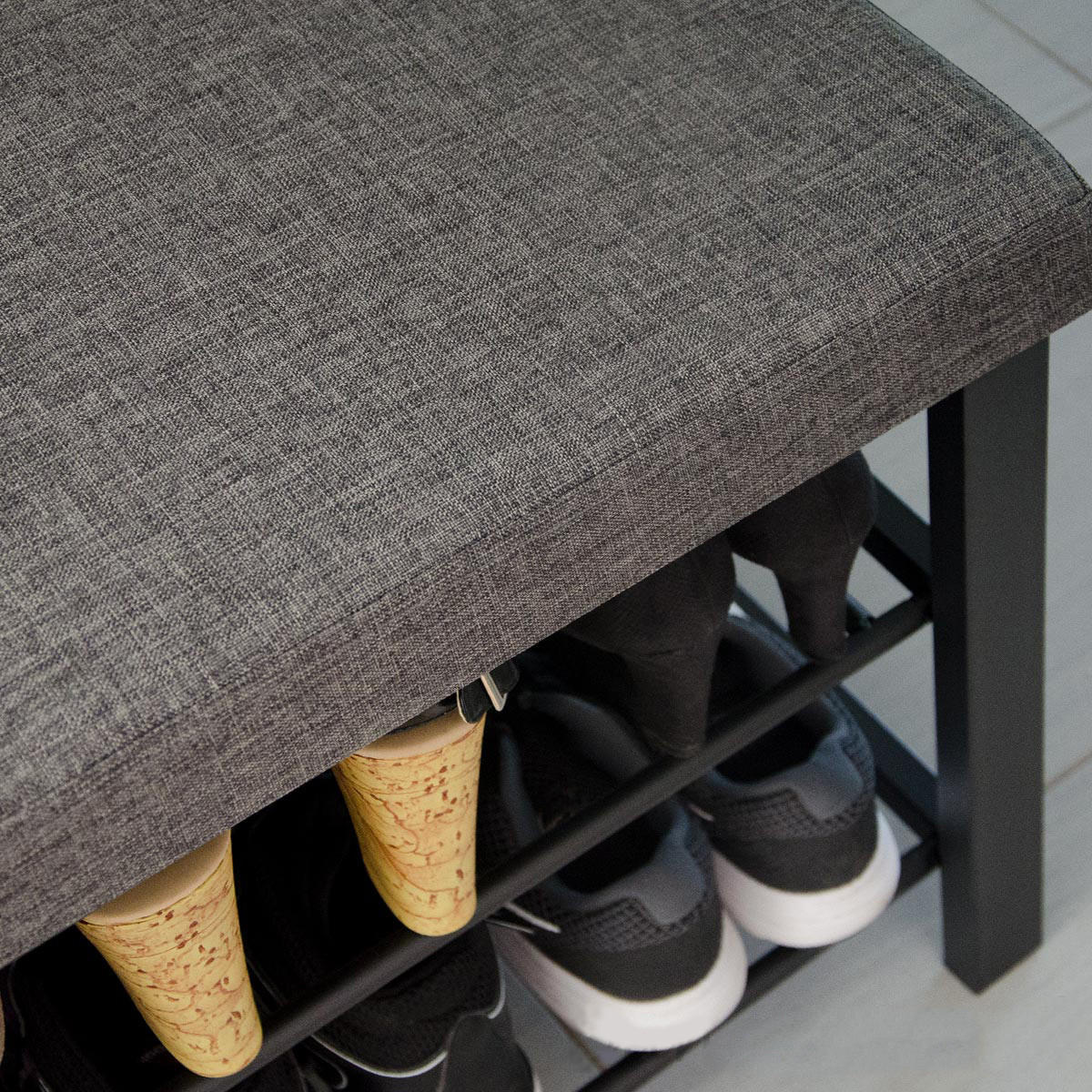 SCHUHREGAL mit 2 Ebenen, 32/81/46 cm, Grau - Grau, Kunststoff (32/46/81cm) - Dunedesign