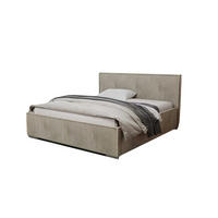 POLSTERBETT LUIS mit Kopfteil, 180 x 200 cm, Doppelbett mit Bettkasten und Lattenrost aus Metall, Cordstoff: Beige - Beige, Holz/Textil (180/200cm) - Agmat-Furniture
