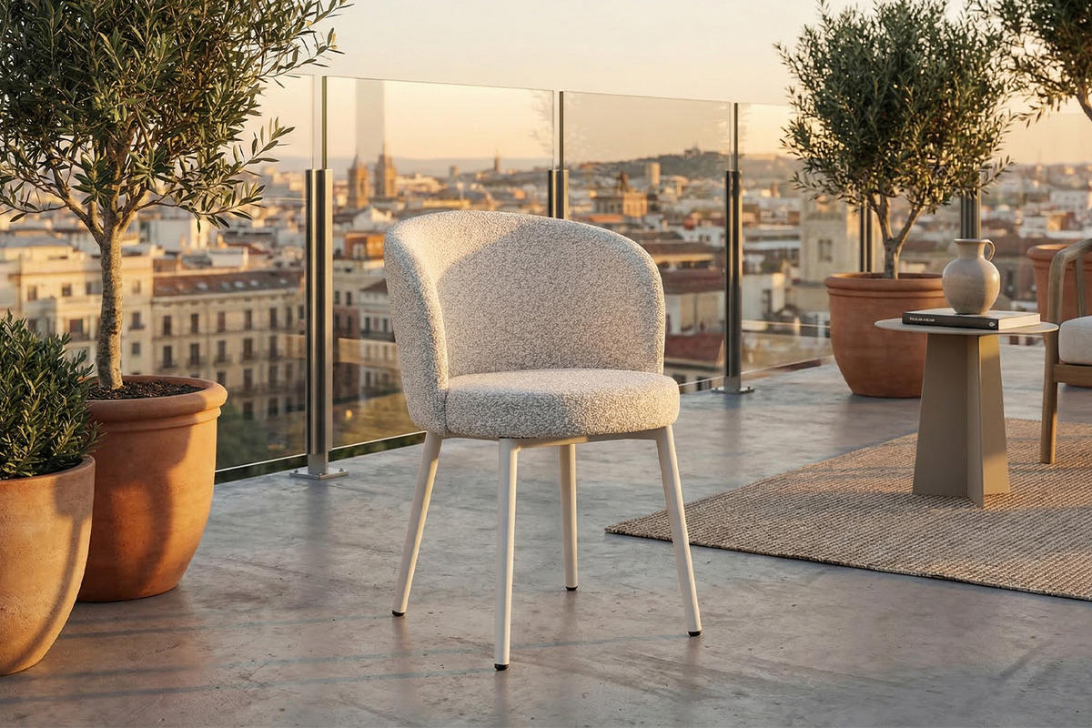 GARTENSTUHL INDUS Cremeweiß SOLENZO Flachgewebe (1er-Set) - Creme, Textil (56/77/62cm) - KAWOLA