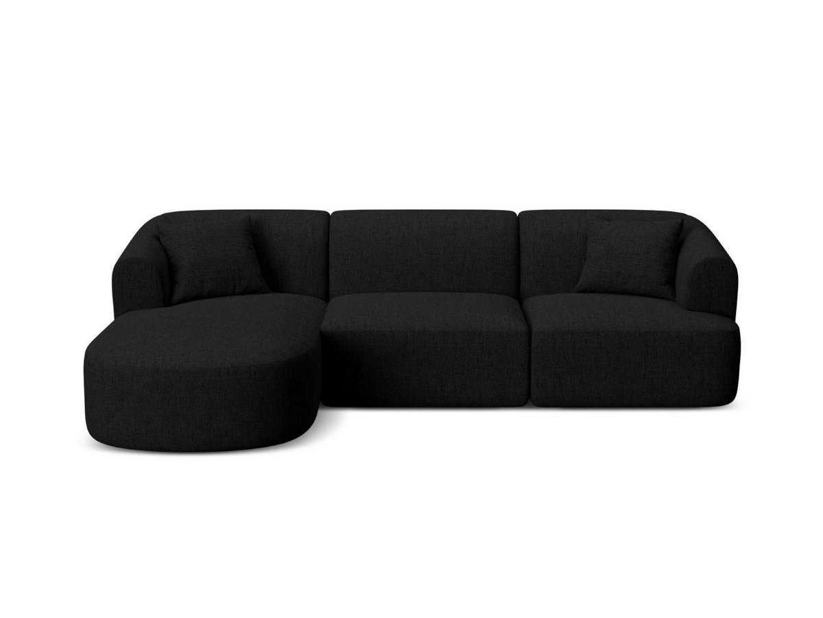 MODULARES-ECKSOFA links Campi aus strukturiertem Stoff schwarz 4 Sitzplätze - Schwarz, Textil (156/256cm) - Cosmopolitan Design
