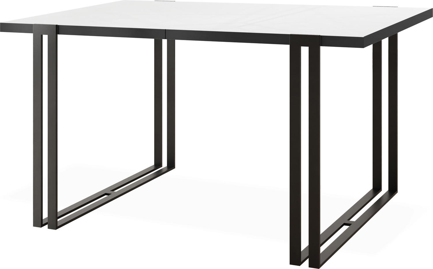 ESSTISCH Marina rechteckig ausziehbar, Weiß 160-260/90/76 cm - Schwarz/Weiß, Holzwerkstoff/Metall (160/90/76cm) - WFL GROUP