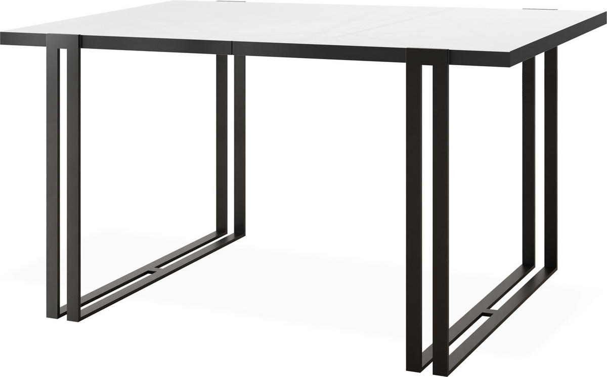 ESSTISCH Marina rechteckig ausziehbar, Weiß 160-260/90/76 cm - Schwarz/Weiß, Holzwerkstoff/Metall (160/90/76cm) - WFL GROUP