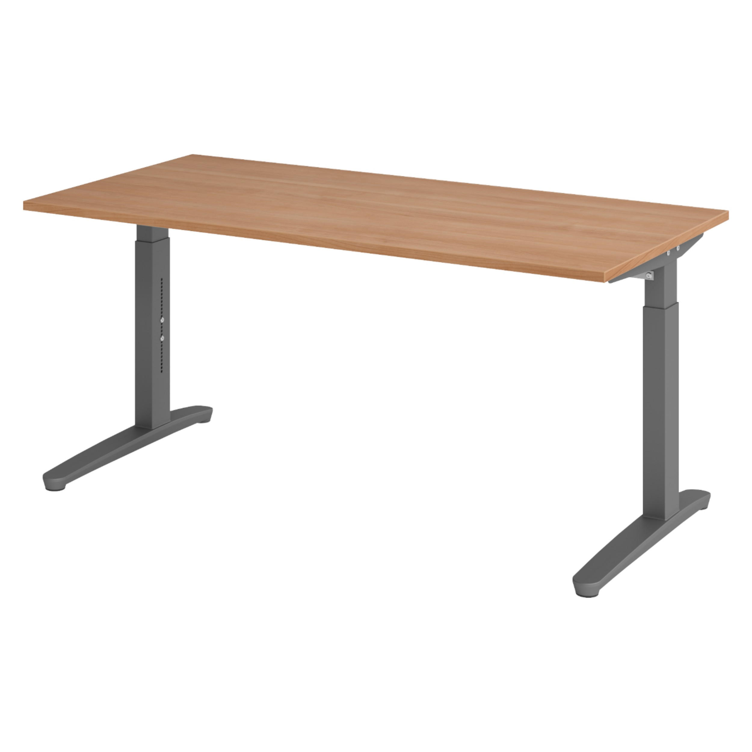 SCHREIBTISCH Serie-XB 80/160/74 cm in Nussbaumfarben/Graphitfarben - Nussbaumfarben/Graphitfarben, Holzwerkstoff (80/160/74cm) - bümö