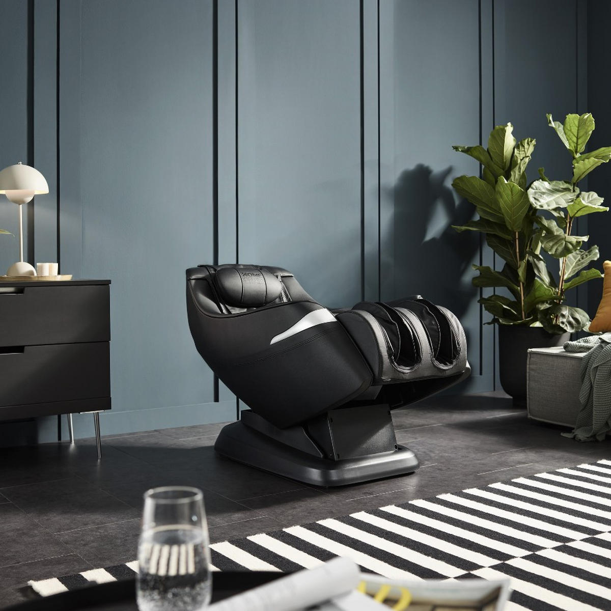 MASSAGESESSEL ATTIVA - Farbe: Schwarz - Schwarz, Leder (65.5/112/100cm) - Home Deluxe