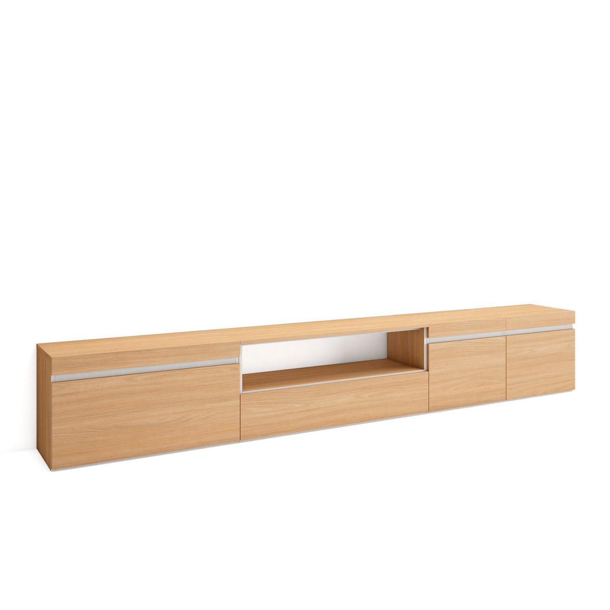 TV-SCHRANK, Lowboard, 288/35/45cm, eiche soft und weiß - Eichefarben, Holzwerkstoff (288/45/35cm) - Skraut Home
